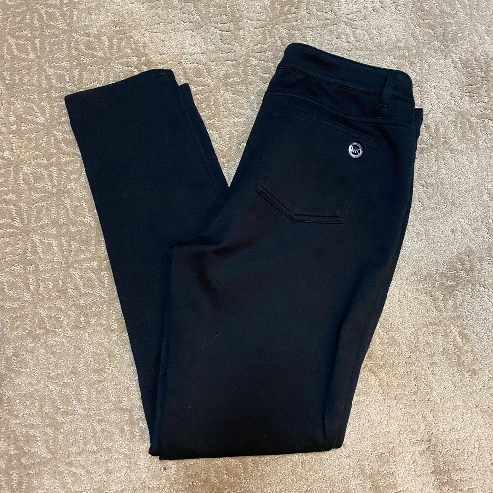 MICHAEL Michael Kors Pants IZZY SKINNY MK logo Stretchy Black sz 10